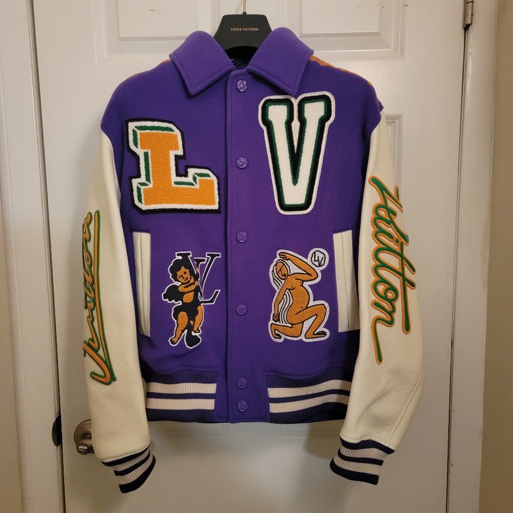 LOUIS VUITTON X Virgil Abloh PURPLE FROG VARSITY JACKET
